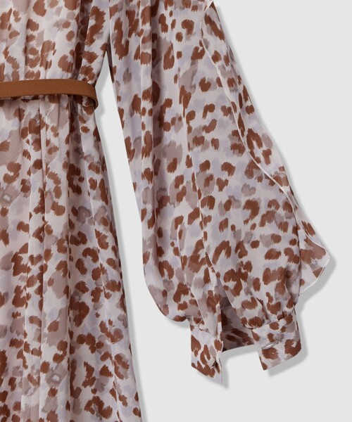セール】レオパードプリントフリルスリーブワンピース（ワンピース