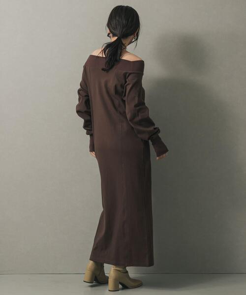 SENSE OF PLACE by URBAN RESEARCH（センスオブプレイスバイアーバンリサーチ）の「オフショルハーフジップワンピース（ワンピース・レディース・ブラック/ブラウン・S/ONE）」の13枚目の写真