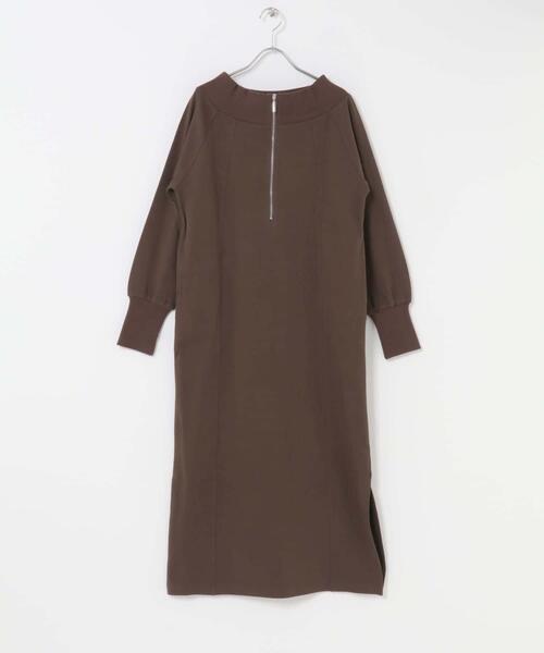 SENSE OF PLACE by URBAN RESEARCH（センスオブプレイスバイアーバンリサーチ）の「オフショルハーフジップワンピース（ワンピース・レディース・ブラック/ブラウン・S/ONE）」の14枚目の写真