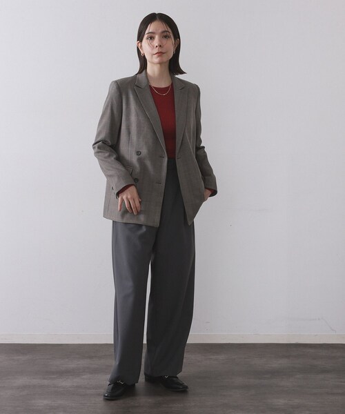 セール】グレンチェックダブルジャケット/セットアップ対応可【洗える