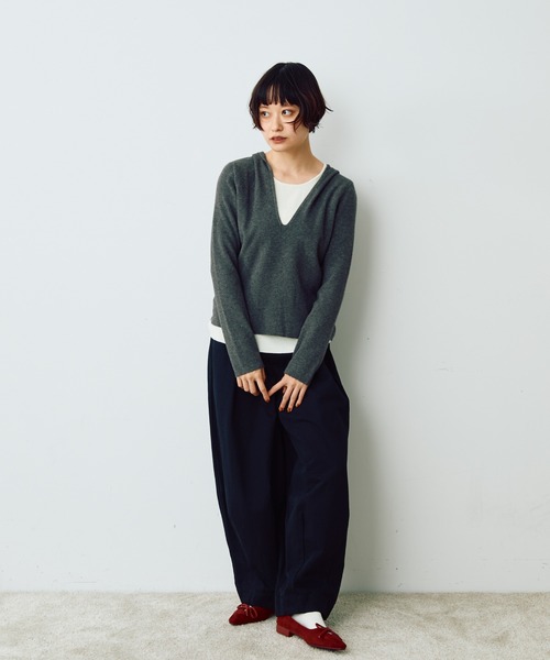 Crisp(クリスプ)の「クロップドボリュームパンツ(チノパンツ・レディース・アイボリー/ブラック/ブラウン・FREE)」の22枚目の写真