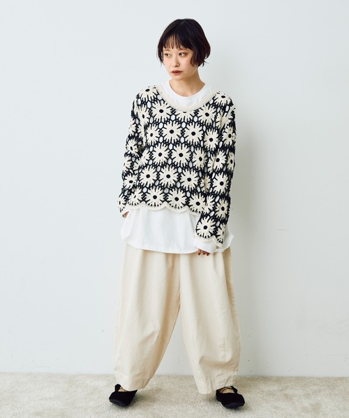 Crisp(クリスプ)の「クロップドボリュームパンツ(チノパンツ・レディース・アイボリー/ブラック/ブラウン・FREE)」の5枚目の写真