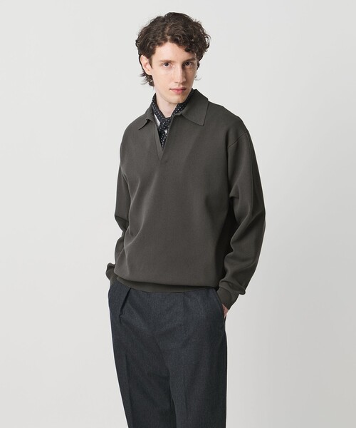 UNITED ARROWS（ユナイテッドアローズ）の「フォーシーズンズ ミラノリブ スキッパー ニット（ニット/セーター・メンズ・ナチュラル/ダークグレー・L/S/M/XL）」の2枚目の写真