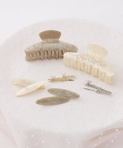 one after another NICE CLAUP（ワンアフターアナザーナイスクラップ）の「【Latini】ロゴストーンワニクリップ（バレッタ/ヘアクリップ・レディース・グレー/アイボリー・FREE）」の6枚目の写真