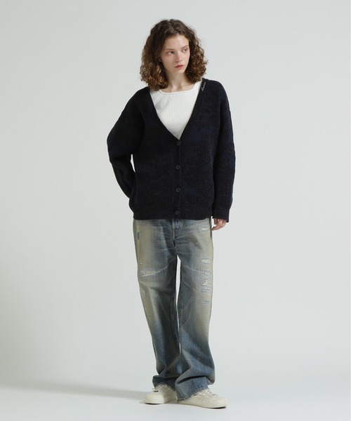 AVIREX（アヴィレックス）の「《直営店限定》BOUCLE CAMO KINT CARDIGAN（カーディガン/ボレロ・レディース・ネイビー/イエロー・F）」の14枚目の写真
