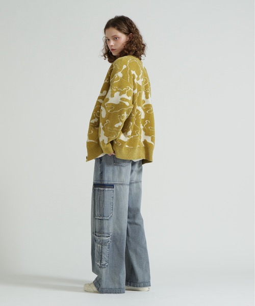 AVIREX（アヴィレックス）の「《直営店限定》BOUCLE CAMO KINT CARDIGAN（カーディガン/ボレロ・レディース・ネイビー/イエロー・F）」の9枚目の写真