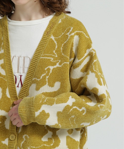 eaphiFRONT BOUCLE KNIT CARDIGAN【STORE限定】 直営店限定》BOUCLE CAMO KINT CARDIGAN（カーディガン/ボレロ