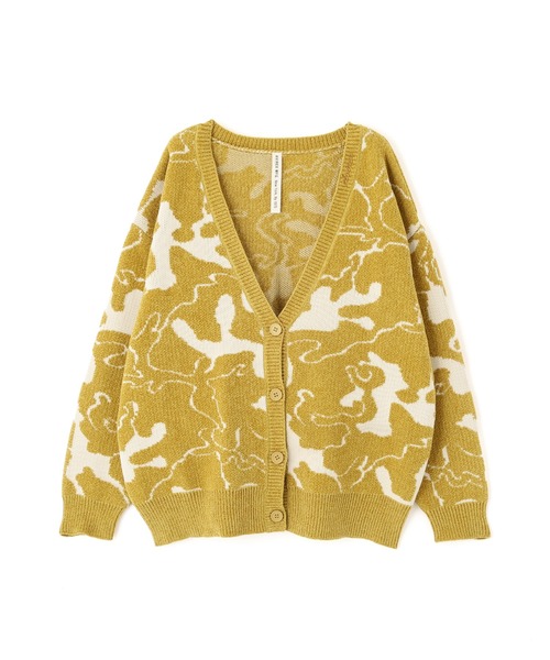 AVIREX（アヴィレックス）の「《直営店限定》BOUCLE CAMO KINT CARDIGAN（カーディガン/ボレロ・レディース・ネイビー/イエロー・F）」の3枚目の写真