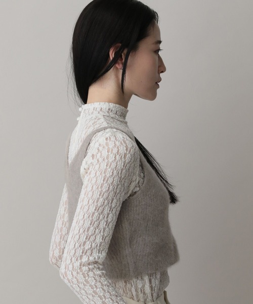 A part by（アパートバイ）の「フォックスカシミヤウールキャミ（キャミソール・レディース・ライトベージュ/グレー・FREE）」の6枚目の写真