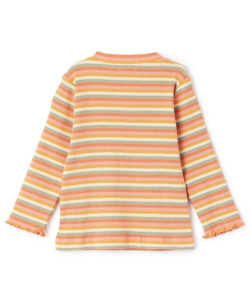 KP（ケーピー）の「マルチボーダー テレコ 長袖Tシャツ（Tシャツ/カットソー・キッズ・レッド/オレンジ・80ｃｍ/90cm/100cm/110cm/120cm/130cm）」の3枚目の写真