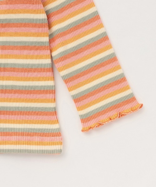 KP（ケーピー）の「マルチボーダー テレコ 長袖Tシャツ（Tシャツ/カットソー・キッズ・レッド/オレンジ・80ｃｍ/90cm/100cm/110cm/120cm/130cm）」の5枚目の写真