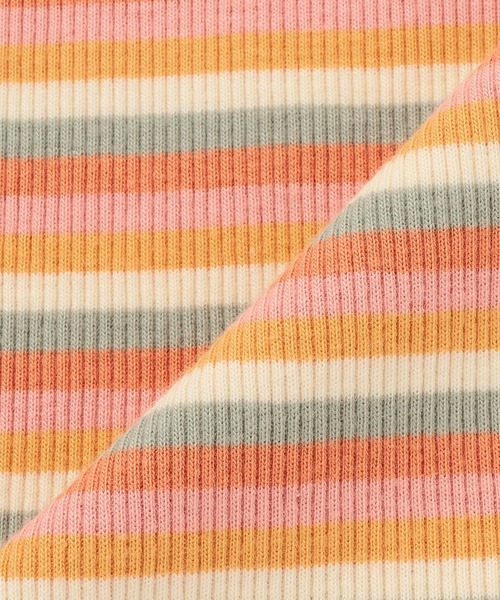 KP（ケーピー）の「マルチボーダー テレコ 長袖Tシャツ（Tシャツ/カットソー・キッズ・レッド/オレンジ・80ｃｍ/90cm/100cm/110cm/120cm/130cm）」の6枚目の写真