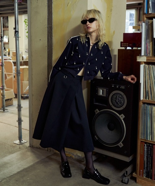 JOSE MOON（ジョゼムーン）の「BONDING TUCK FLARE SKIRT/ボンディングタックフレアスカート（スカート・レディース・ブラック/グレー・36/38）」の19枚目の写真