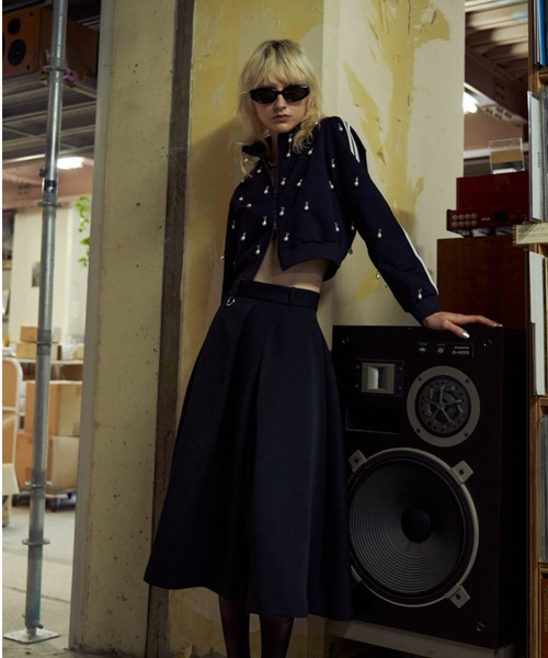 JOSE MOON（ジョゼムーン）の「BONDING TUCK FLARE SKIRT/ボンディングタックフレアスカート（スカート・レディース・ブラック/グレー・36/38）」の20枚目の写真