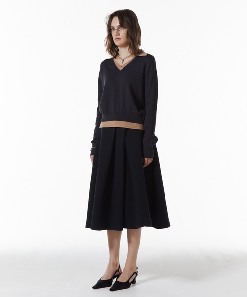 JOSE MOON（ジョゼムーン）の「BONDING TUCK FLARE SKIRT/ボンディングタックフレアスカート（スカート・レディース・ブラック/グレー・36/38）」の8枚目の写真