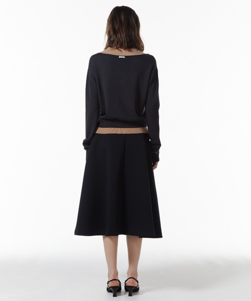 JOSE MOON（ジョゼムーン）の「BONDING TUCK FLARE SKIRT/ボンディングタックフレアスカート（スカート・レディース・ブラック/グレー・36/38）」の9枚目の写真