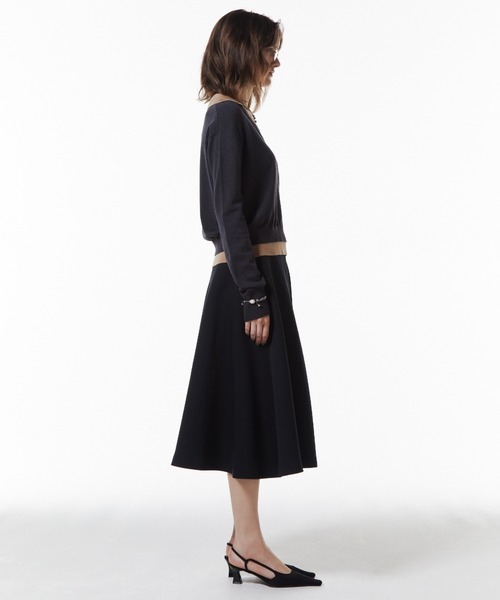 JOSE MOON（ジョゼムーン）の「BONDING TUCK FLARE SKIRT/ボンディングタックフレアスカート（スカート・レディース・ブラック/グレー・36/38）」の10枚目の写真