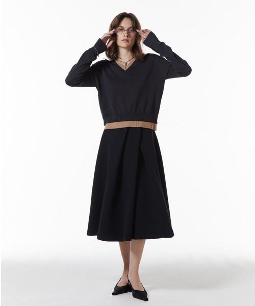 JOSE MOON（ジョゼムーン）の「BONDING TUCK FLARE SKIRT/ボンディングタックフレアスカート（スカート・レディース・ブラック/グレー・36/38）」の11枚目の写真