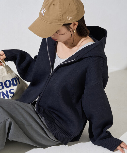 セール】限定展開 軽量ニット フルジップパーカー（カーディガン