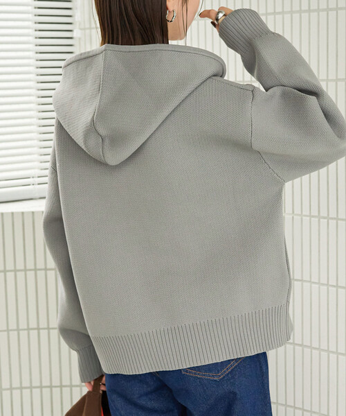 FREAK'S STORE（フリークスストア）の「限定展開　軽量ニット フルジップパーカー（カーディガン/ボレロ・レディース・ブラック/レッド/ブラウン/ナチュラル/ネイビー/グレー・ﾌﾘ-）」の13枚目の写真
