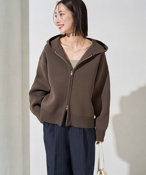 セール】限定展開 軽量ニット フルジップパーカー（カーディガン