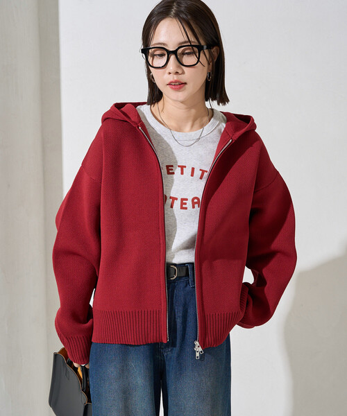 FREAK'S STORE（フリークスストア）の「限定展開　軽量ニット フルジップパーカー（カーディガン/ボレロ・レディース・ブラック/レッド/ブラウン/ナチュラル/ネイビー/グレー・ﾌﾘ-）」の20枚目の写真