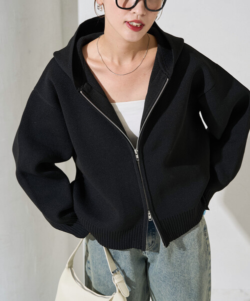 セール】限定展開 軽量ニット フルジップパーカー（カーディガン