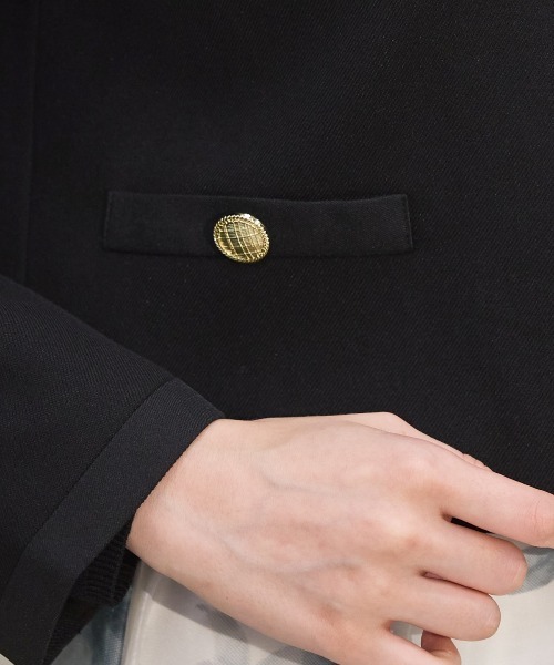 SWINGLE（スウィングル）の「ノーカラーリボンジャケット（ノーカラージャケット・レディース・ブラック/オフホワイト・SMALL/MEDIUM）」の8枚目の写真