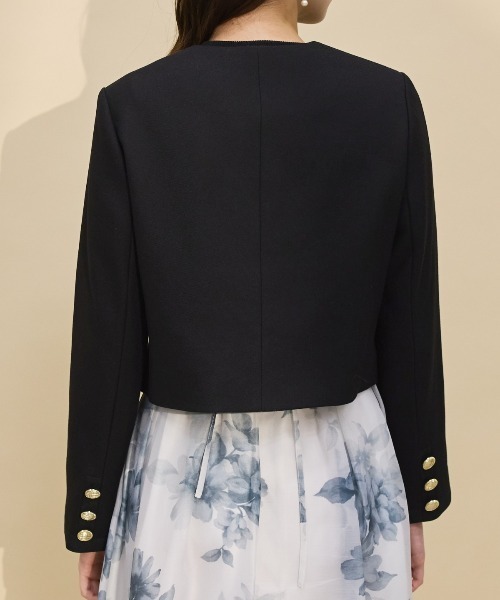 SWINGLE（スウィングル）の「ノーカラーリボンジャケット（ノーカラージャケット・レディース・ブラック/オフホワイト・SMALL/MEDIUM）」の9枚目の写真