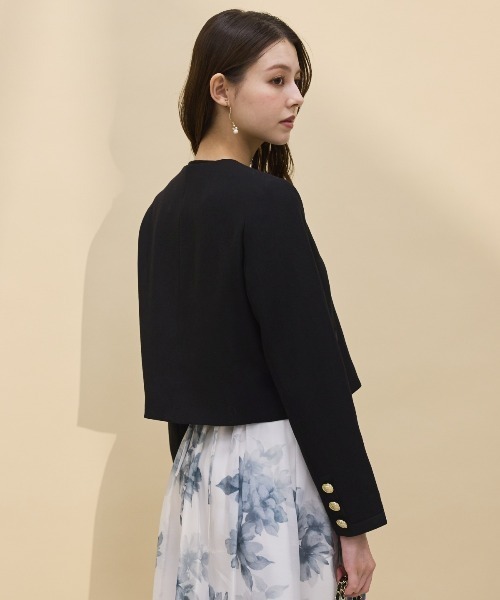 SWINGLE（スウィングル）の「ノーカラーリボンジャケット（ノーカラージャケット・レディース・ブラック/オフホワイト・SMALL/MEDIUM）」の10枚目の写真