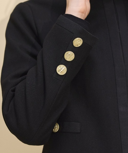 SWINGLE（スウィングル）の「ノーカラーリボンジャケット（ノーカラージャケット・レディース・ブラック/オフホワイト・SMALL/MEDIUM）」の12枚目の写真