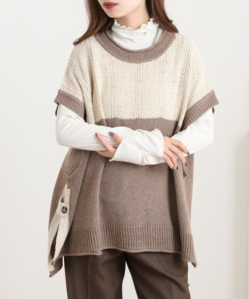 myke(ミーカ)の「myke カラーネップ 編み地切替えベスト(ベスト・レディース・チャコール/モカ/カーキ・M)」の8枚目の写真