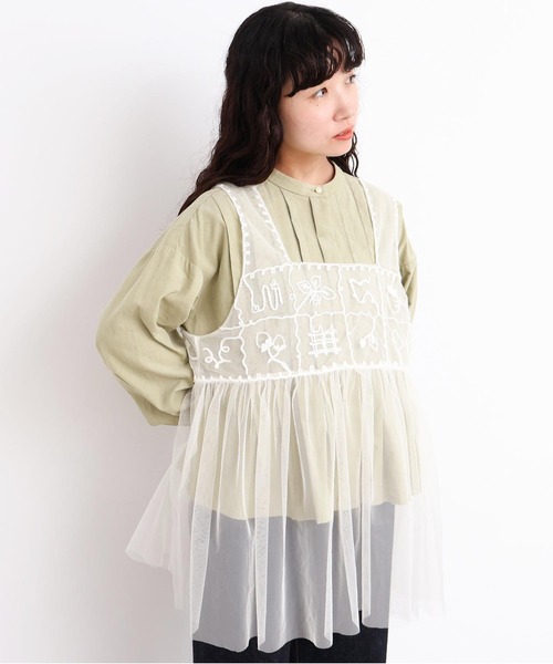l'atelier du savon（アトリエドサボン）の「_いちごのコード刺繍　重ねるチュールブラウス（シャツ/ブラウス・レディース・ブラック/オフホワイト・FREE）」の13枚目の写真