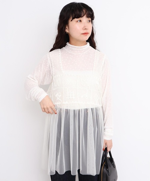 l'atelier du savon（アトリエドサボン）の「_いちごのコード刺繍　重ねるチュールブラウス（シャツ/ブラウス・レディース・ブラック/オフホワイト・FREE）」の20枚目の写真