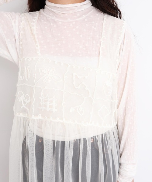 l'atelier du savon（アトリエドサボン）の「_いちごのコード刺繍　重ねるチュールブラウス（シャツ/ブラウス・レディース・ブラック/オフホワイト・FREE）」の21枚目の写真