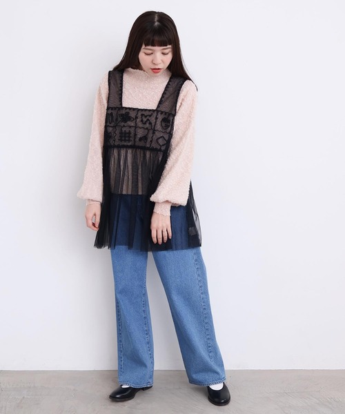 l'atelier du savon（アトリエドサボン）の「_いちごのコード刺繍　重ねるチュールブラウス（シャツ/ブラウス・レディース・ブラック/オフホワイト・FREE）」の17枚目の写真