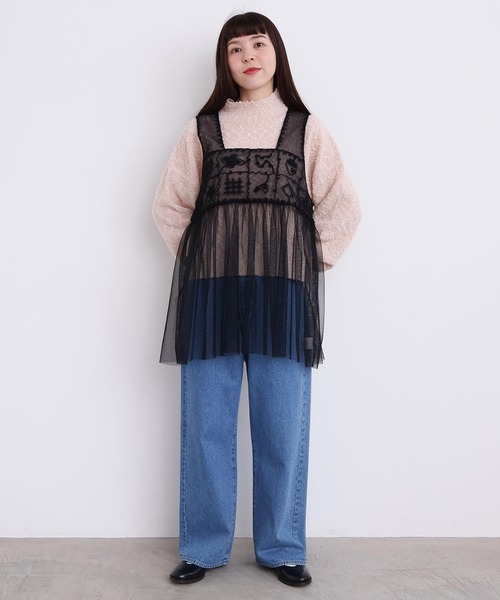 l'atelier du savon（アトリエドサボン）の「_いちごのコード刺繍　重ねるチュールブラウス（シャツ/ブラウス・レディース・ブラック/オフホワイト・FREE）」の14枚目の写真