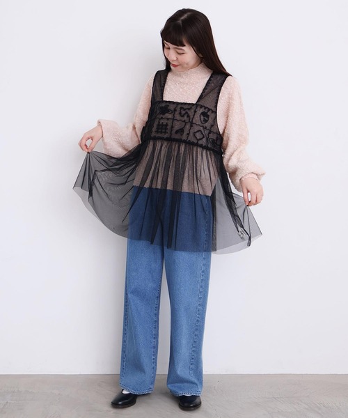 l'atelier du savon（アトリエドサボン）の「_いちごのコード刺繍　重ねるチュールブラウス（シャツ/ブラウス・レディース・ブラック/オフホワイト・FREE）」の15枚目の写真