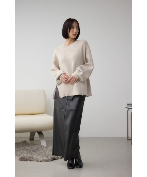 AZUL by moussy(アズールバイマウジー)の「サイドZIPニットトップス(ニット/セーター・レディース・アイボリー/ブラック系その他/グレー/ボルドー・FREE)」の7枚目の写真