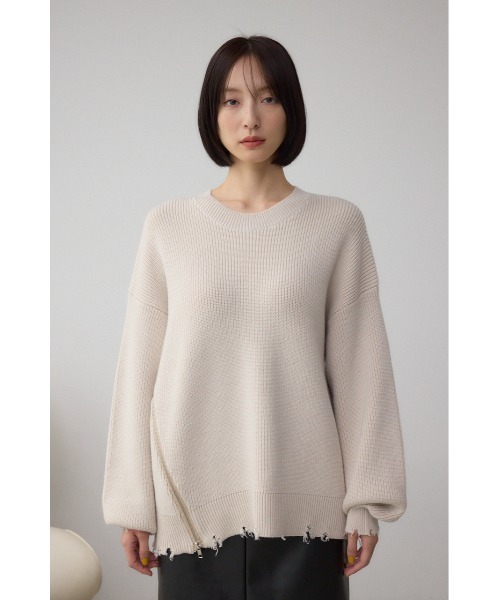AZUL by moussy(アズールバイマウジー)の「サイドZIPニットトップス(ニット/セーター・レディース・アイボリー/ブラック系その他/グレー/ボルドー・FREE)」の8枚目の写真