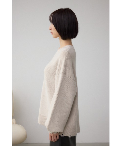 AZUL by moussy(アズールバイマウジー)の「サイドZIPニットトップス(ニット/セーター・レディース・アイボリー/ブラック系その他/グレー/ボルドー・FREE)」の9枚目の写真