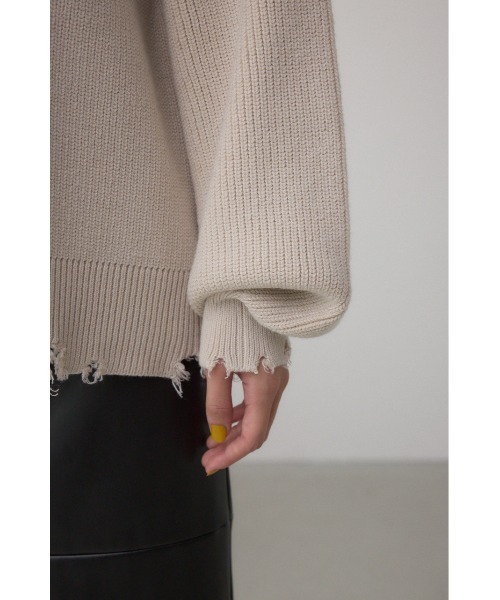 AZUL by moussy(アズールバイマウジー)の「サイドZIPニットトップス(ニット/セーター・レディース・アイボリー/ブラック系その他/グレー/ボルドー・FREE)」の13枚目の写真
