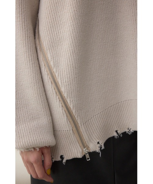 AZUL by moussy(アズールバイマウジー)の「サイドZIPニットトップス(ニット/セーター・レディース・アイボリー/ブラック系その他/グレー/ボルドー・FREE)」の14枚目の写真