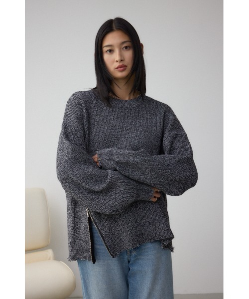 AZUL by moussy(アズールバイマウジー)の「サイドZIPニットトップス(ニット/セーター・レディース・アイボリー/ブラック系その他/グレー/ボルドー・FREE)」の16枚目の写真