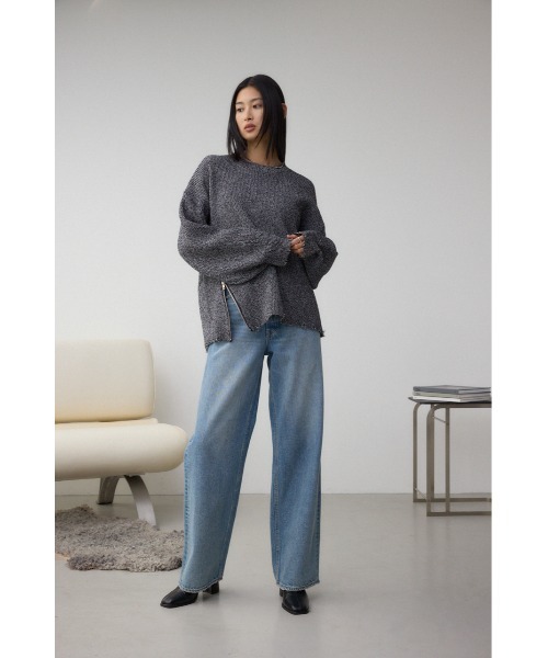 AZUL by moussy(アズールバイマウジー)の「サイドZIPニットトップス(ニット/セーター・レディース・アイボリー/ブラック系その他/グレー/ボルドー・FREE)」の17枚目の写真