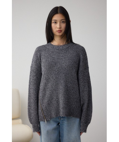 AZUL by moussy(アズールバイマウジー)の「サイドZIPニットトップス(ニット/セーター・レディース・アイボリー/ブラック系その他/グレー/ボルドー・FREE)」の18枚目の写真
