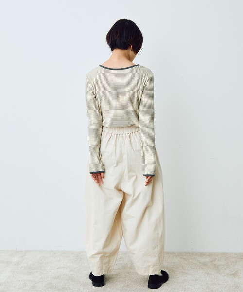 Crisp(クリスプ)の「ヘンリーボーダーTシャツ(Tシャツ/カットソー・レディース・ブラック/ベージュ・FREE)」の8枚目の写真