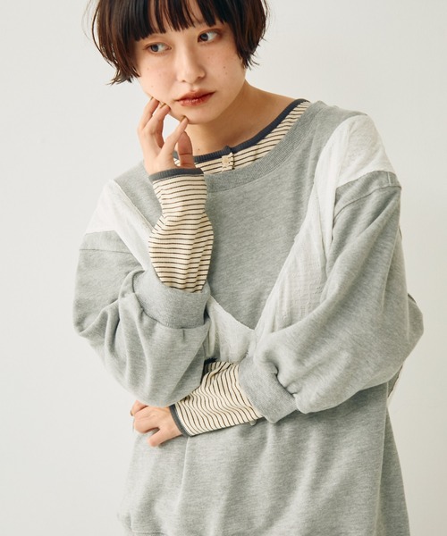 Crisp(クリスプ)の「ヘンリーボーダーTシャツ(Tシャツ/カットソー・レディース・ブラック/ベージュ・FREE)」の12枚目の写真