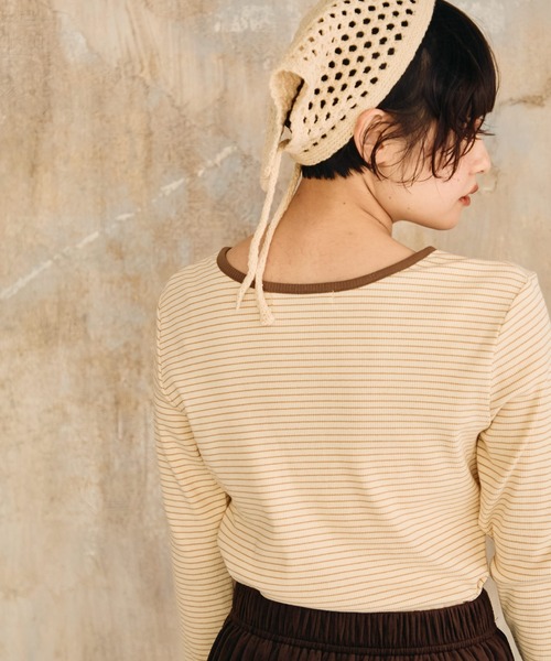 Crisp(クリスプ)の「ヘンリーボーダーTシャツ(Tシャツ/カットソー・レディース・ブラック/ベージュ・FREE)」の16枚目の写真