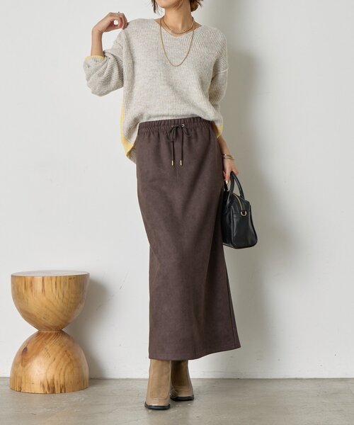 Jena espace merveilleux(ジェナ エスパスメルヴェイユ)の「【スタイルアップ】配色アゼVニット(ニット/セーター・レディース・ベージュ/ブラウン/グレー・FREE)」の18枚目の写真